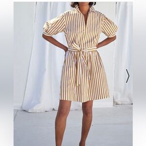 AYR Solstice Dress Striped Size Small Puff Sleeve Knee Length Summer Vacation